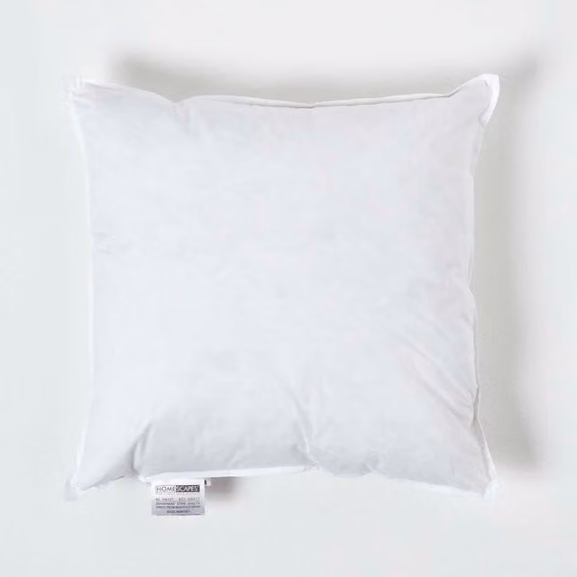 Homescapes White Duck Feather and Down Cushion Pad Insert, W/D/H: 45 x 45 x 45 cm