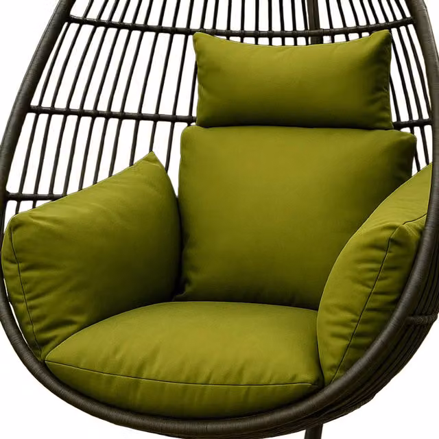 Homescapes Oval Egg Chair Cushion with Headrest in Green