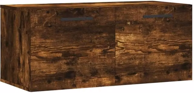 Berkfield Home Wall Mounted Smoked Oak Cabinet in Brown, W: 80 cm, D: 36.5 cm, H: 35 cm