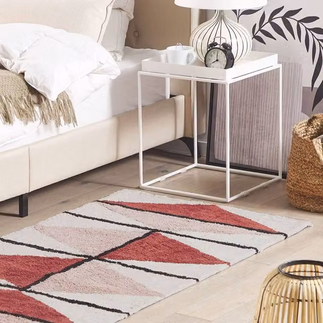 Wyld and Coco Multicolour Geometric Retro Cotton Woven Rug, W: 80 cm, L: 150 cm
