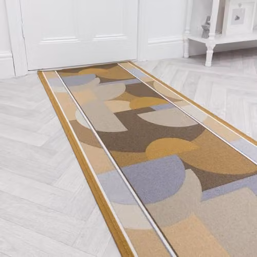 runrug Malis Beige Hardwearing Hallway Runner Rug, W/D/H: 66 x 300 x 0.54 cm