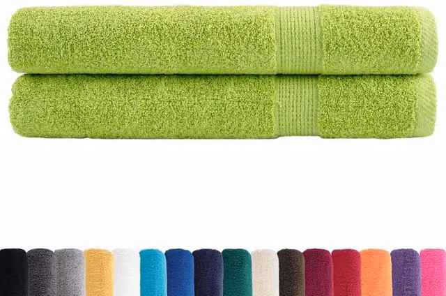 Berkfield Home SOLUND Premium Cotton Terry Towels, 2 Pack, Apple Green, W: 100 cm, L: 200 cm, 600 gsm