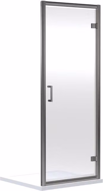 Balterley Hinged Rectangular Shower Door with 6mm Clear Glass in Silver Brushed Finish W/D/H: 70 x 24.5 x 190 cm
