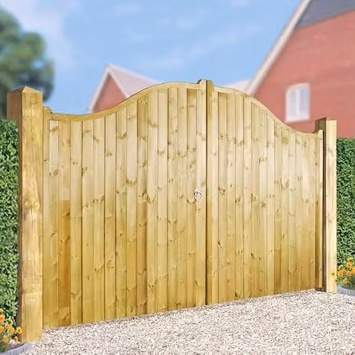 Burbage Iron Craft Drayton Tall Shaped Top Double Gate, Brown, W: 240 cm, H: 180 cm