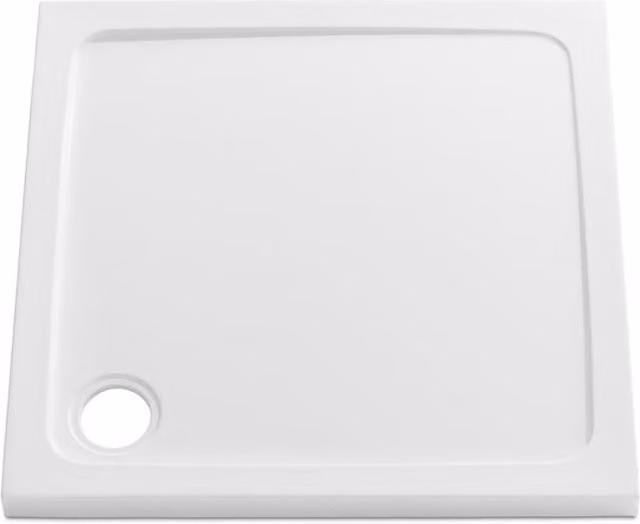 Clifton Square Stone Resin Shower Tray, White, W: 76 cm x W: 76 cm