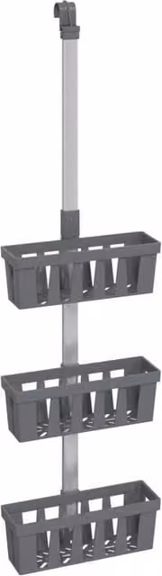 Berkfield Home Adjustable Aluminium Shower Hanger Shelf in Silver, W: 30 cm, D: 15 cm, H: 67-105 cm