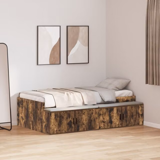 Berkfield Home Smoked Oak Storage Bed Frame with Drawers, Brown, W/D/H: 90 x 200 cm