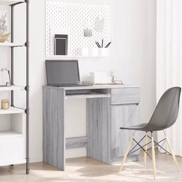 Berkfield Grey Sonoma Modern Writing Desk in Engineered Wood W/D/H: 86 x 49 x 76 cm