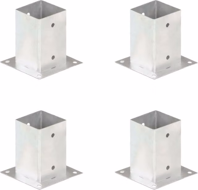 Berkfield Home Galvanised Steel Post Anchors, 4 Pack, Silver