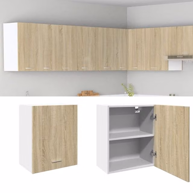 Berkfield Home Lyon Wall Mounted Kitchen Cabinet in Sonoma Oak, Brown, W/D/H: 50 x 31 x 60 cm