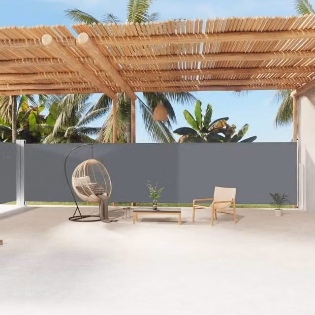 Berkfield Home Retractable Side Awning in Anthracite Grey, W/H: 1200 x 180 cm