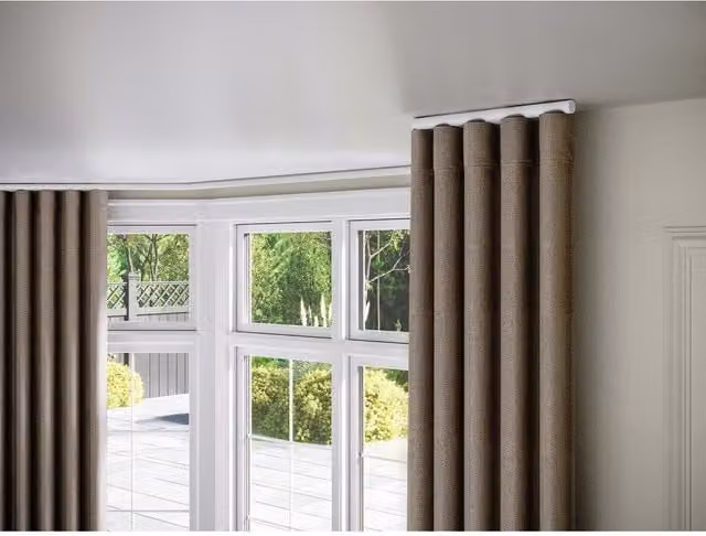 New Edge Blinds Styleline 28mm Gliding Curtain Pole Set with End Cap, White, Width: 170 cm