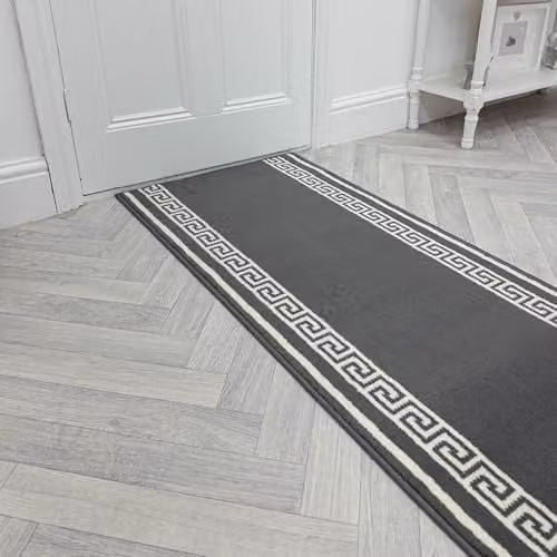 runrug Key Hallway Runner Rug, Grey, W: 60 cm, L: 150 cm, Thickness: 9 mm