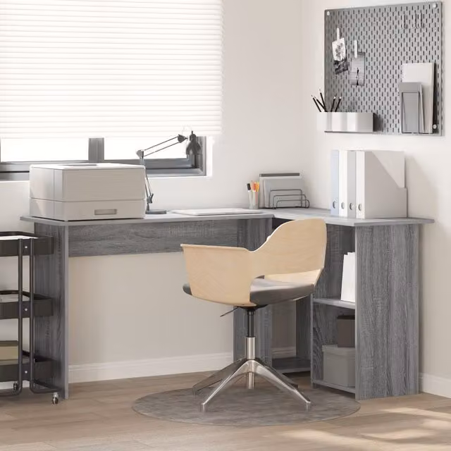 Berkfield Home Grey Computer Desk with Storage, MDF Construction