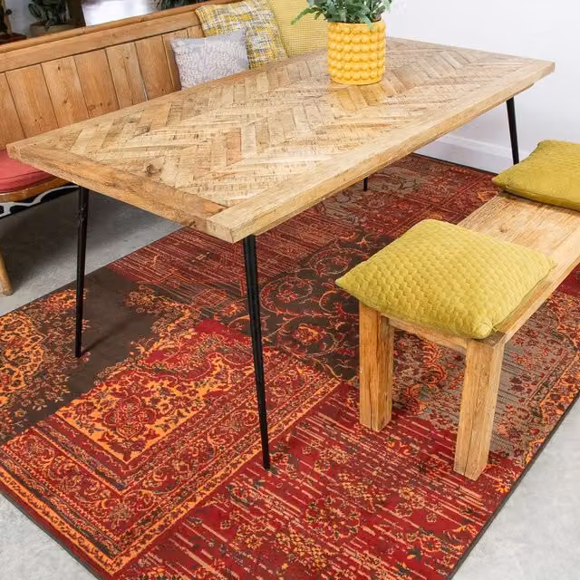 Kukoon Red and Brown Traditional Patchwork Living Area Rug, W/D: 240 x 330 cm