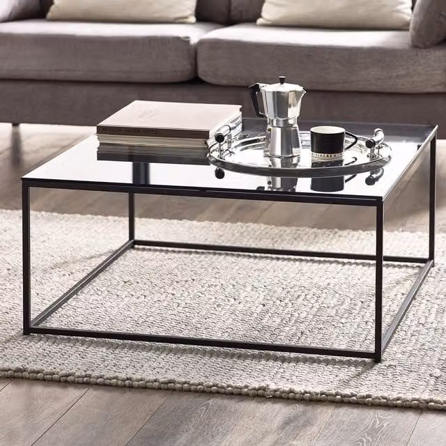 Julian Bowen Chicago Square Coffee Table in Black Smoked Glass