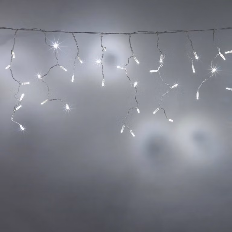 Core Connect 256 White LED Connectable Icicle Christmas Lights with Clear Cable, 8m
