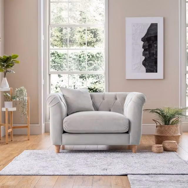 The Great Sofa Company Kensington Silver Velvet Chesterfield Armchair