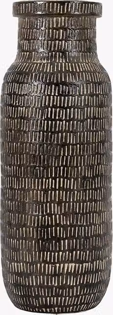Perch & Parrow Score Tall Abstract Ceramic Tabletop Vase in Black