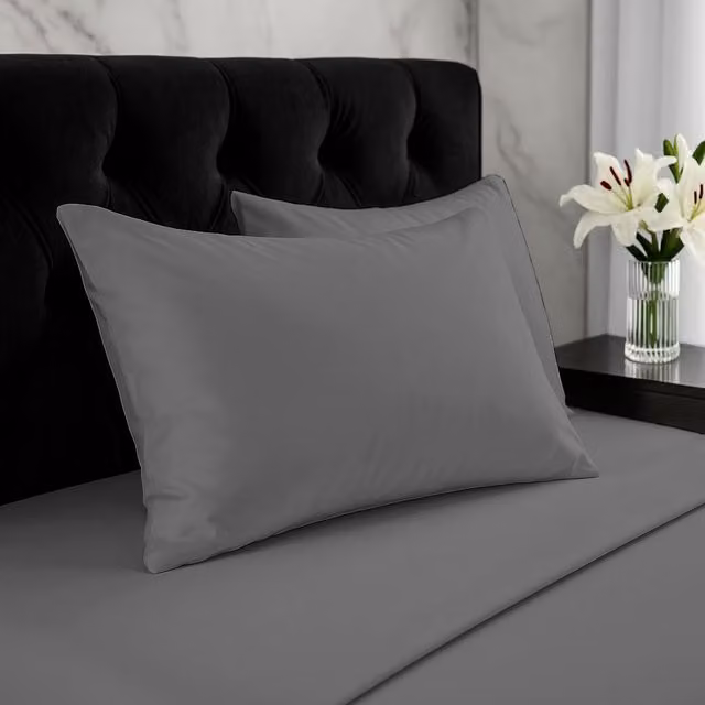 Home Sweet Home UK Grey Microfibre Pillowcase Set of 2 with Envelope Closure, W: 48 cm x L: 74 cm