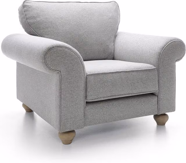 Abakus Direct Ingrid Armchair in Braided Chenille, Light Grey, H 90 cm x W 95 cm x D 115 cm