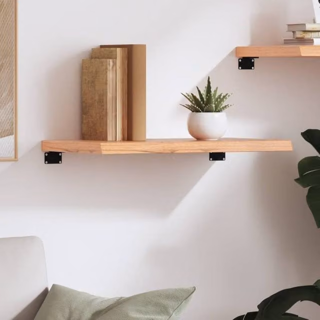 Berkfield Home Beautiful Wall Shelf, Light Brown Rustic Treated Solid Oak Wood, W/D/H: 60 x 40 x 40 cm
