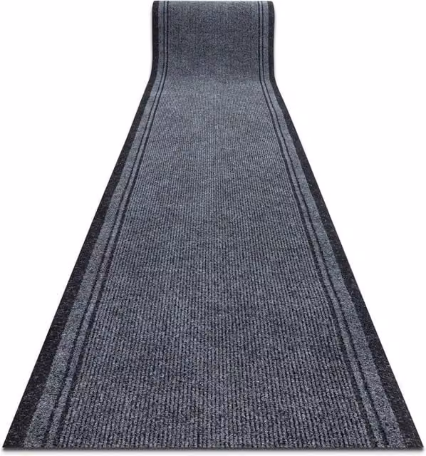 RugsX Malaga Anti-Slip Striped Runner in Grey, W/L: 100 x 260 cm