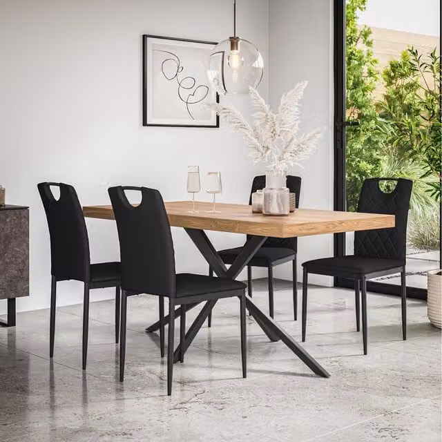More4Homes Donni Rectangular Dining Table and 6 Chairs in Black and Oak
