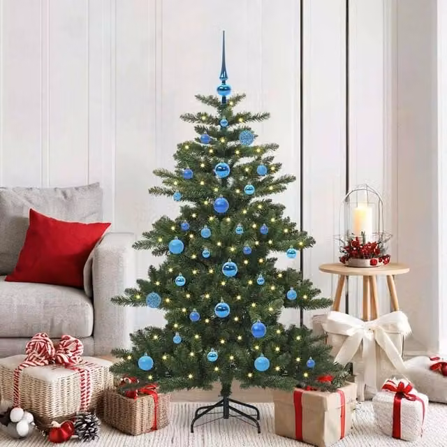 Berkfield Home Green Artificial Hinged Christmas Tree with 150 LEDs, Height: 150 cm