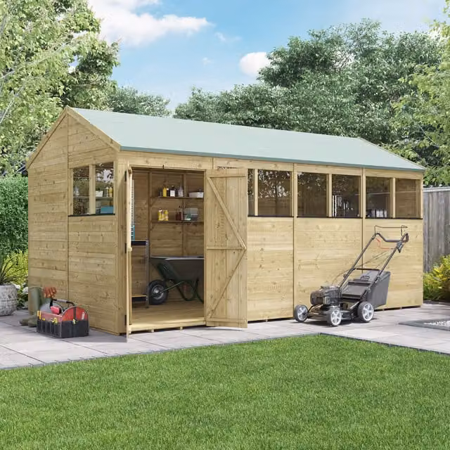 BillyOh Brown Wooden Apex Shed with Windows and 15mm Tongue and Groove Panels