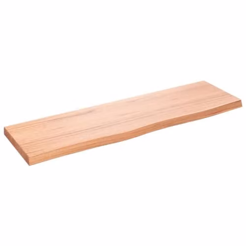 vidaXL Wall Mounted Oak Wood Shelf with Integrated Lighting, Brown, W: 100 cm, D: 30 cm, H: 2-4 cm