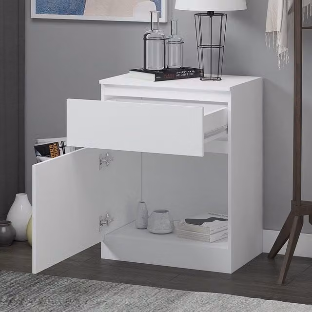 FWStyle Modern No Handle Style Compact Sideboard in White