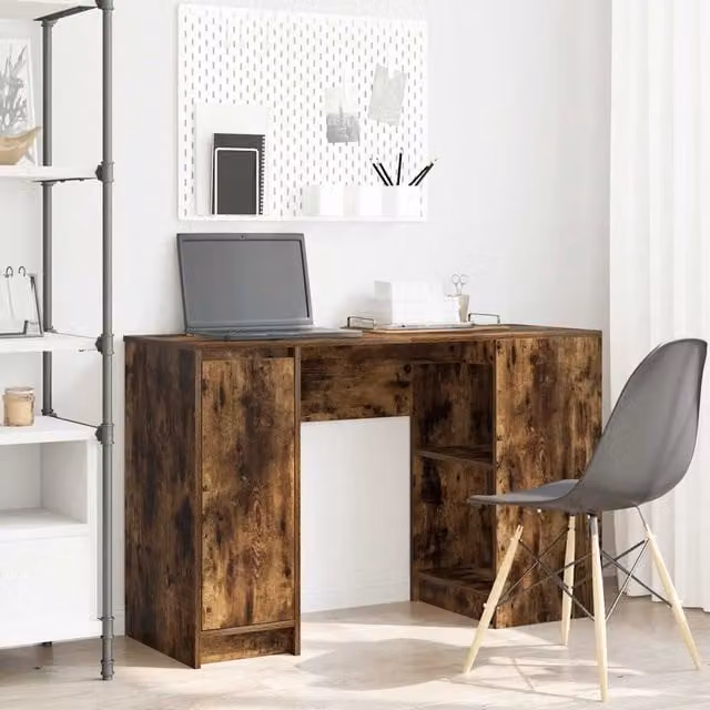 Berkfield Secretary Desk in Smoked Oak Brown, W/D/H: 120 x 42 x 76 cm