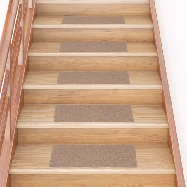 Berkfield Home Self-adhesive Rectangular Stair Mats, 15 Pieces, Light Brown, W: 60 cm, D: 25 cm