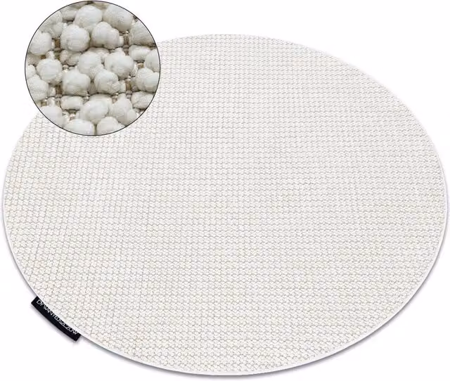 RugsX Casablanca Loop Round Rug in White, Diameter: 200 cm