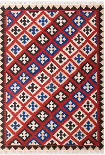 THE RUGS Kamal Kelim Vintage Handwoven Wool and Cotton Reversible Flat Weave Rug, Multicolour, W: 160 cm, D: 230 cm, H: 0.3 cm