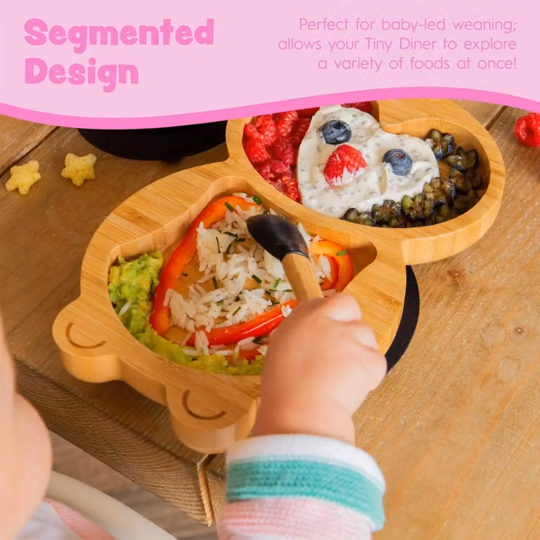 Tiny Dining 3pc Penguin Bamboo and Silicone Suction Feeding Set in Beige