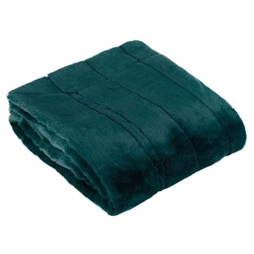 Paoletti Empress Faux Fur Throw in Green, W: 140 cm, L: 200 cm