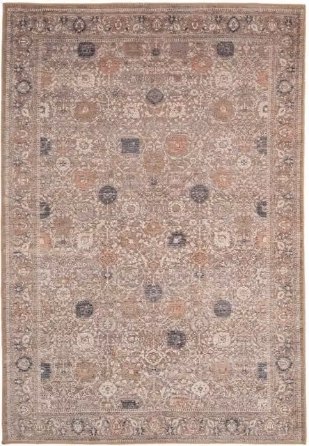 Kukoon Beige Floral Vintage Distressed Washable and Non-Slip Area Rug, W: 240 cm, D: 330 cm