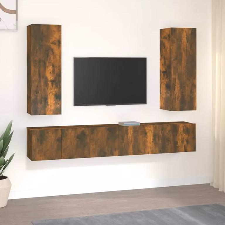 Berkfield Home Classic 5 Piece TV Cabinet Set in Smoked Oak and Brown Engineered Wood