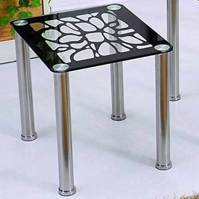 Modernique Valore Nest of 3 Rectangular Glass and Metal Tables in Black