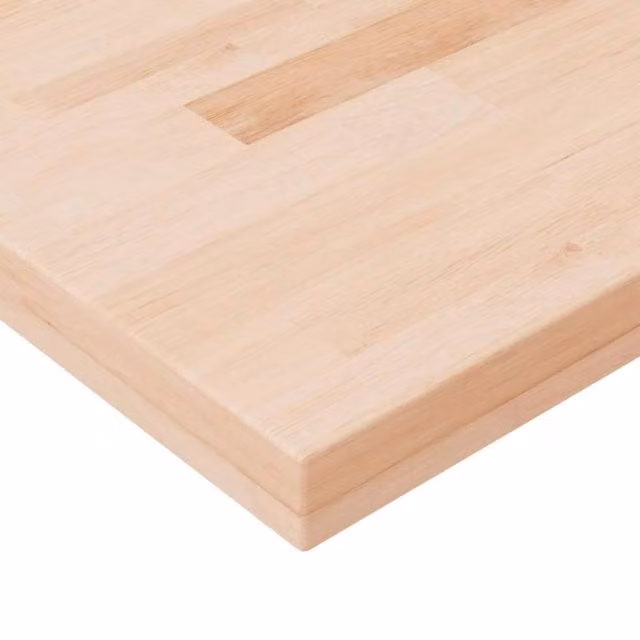 Berkfield Home Untreated Solid Oak Shelf Board in Light Tan, W/D/H: 60 x 20 x 4 cm