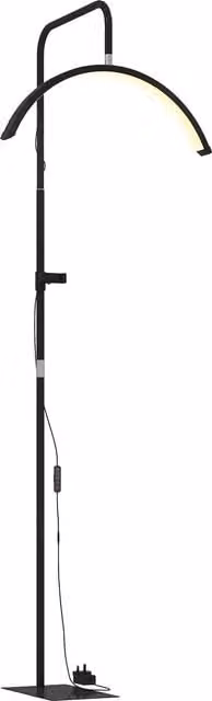 HOMCOM Half Moon Lash Light Black Dimmable Beauty Floor Lamp with 350 Degree Rotatable Head, 7 Colour Temperatures and Phone Holder for Eyelash Extensions, Tattoos, Nails and Skincare