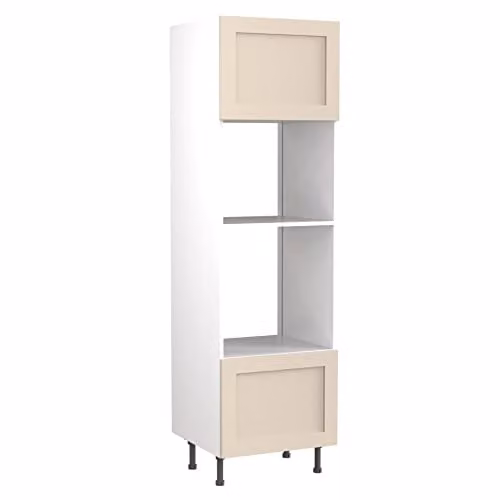 Kitchen Kit Shaker Door Tall Appliance Housing Unit in Cashmere Matt, W/D/H: 60.0 x 60.0 x 212.0 cm