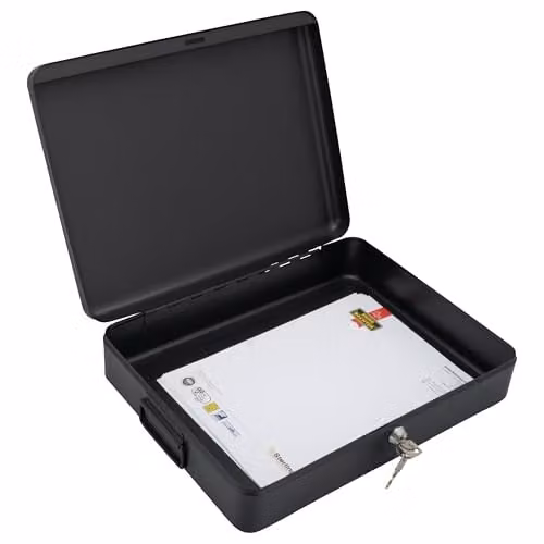 Sterling DB02 Black Steel A4 Document Box with Handles