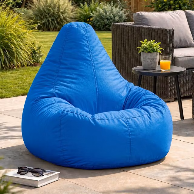 ICON Dalton High Back Adult Gaming Bean Bag Chair for Indoor and Outdoor Use, Blue