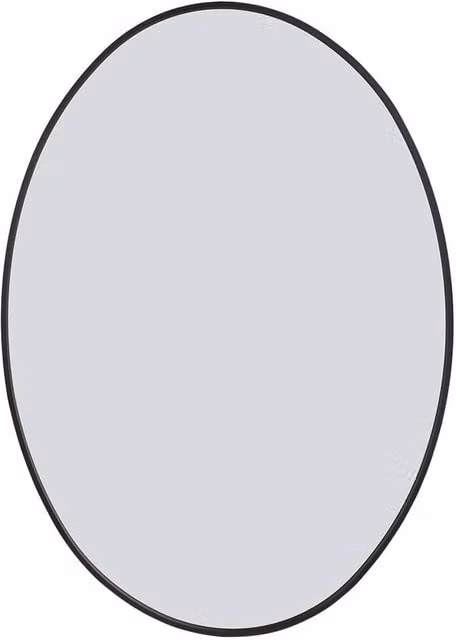 Living and Home Oval Modern Aluminium Alloy Framed HD Float Glass Bathroom Mirror in Black