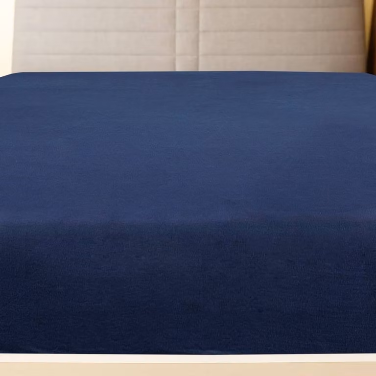 Berkfield Home Navy Blue Jersey Cotton Fitted Sheets, 2 Pack, W: 140 cm, L: 200 cm