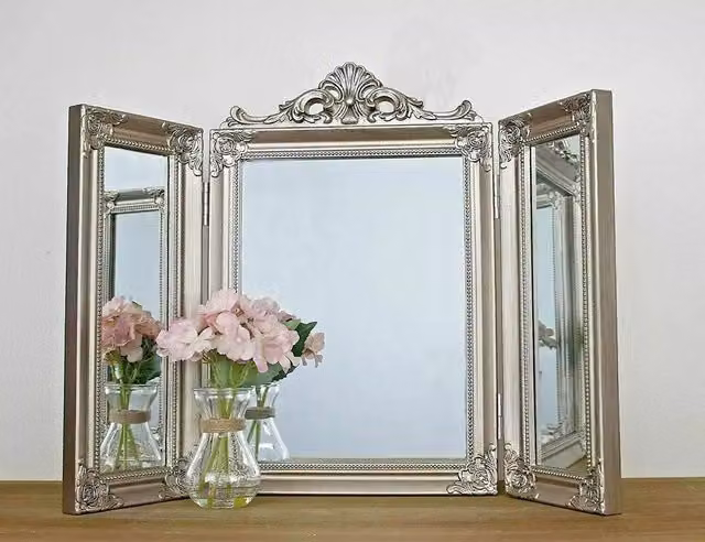 Marco Paul Silver Shabby Chic Rectangular Tabletop Dressing Table Mirror