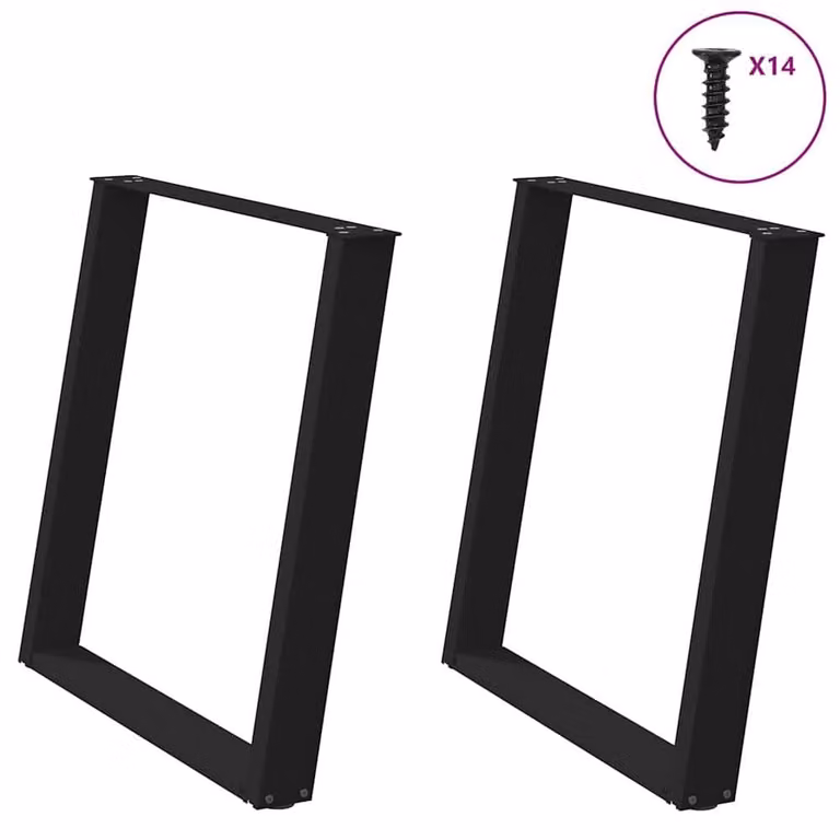 Berkfield Home Modern vidXL U-Shaped Dining Table Legs, 2 Pieces, Black, W/H: 70 x 72.5 cm
